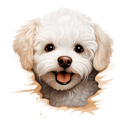 White Fluffy Dog Bichon Frise Happy Vinyl Sticker Decal