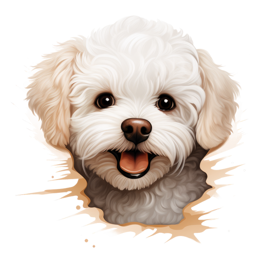 White Fluffy Dog Bichon Frise Happy Vinyl Sticker Decal