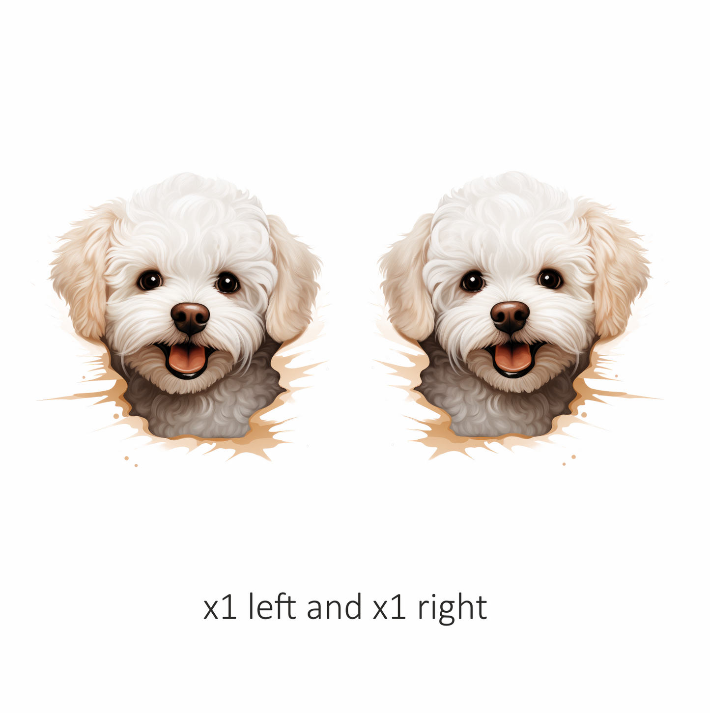 White Fluffy Dog Bichon Frise Happy Vinyl Sticker Decal