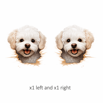 White Fluffy Dog Bichon Frise Happy Vinyl Sticker Decal