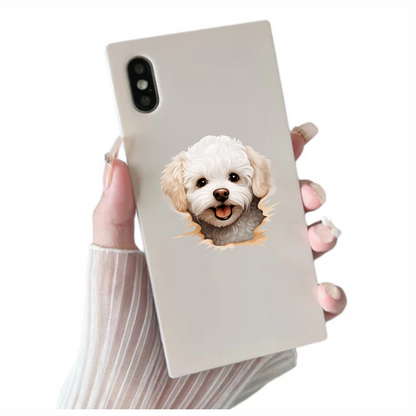 White Fluffy Dog Bichon Frise Happy Vinyl Sticker Decal