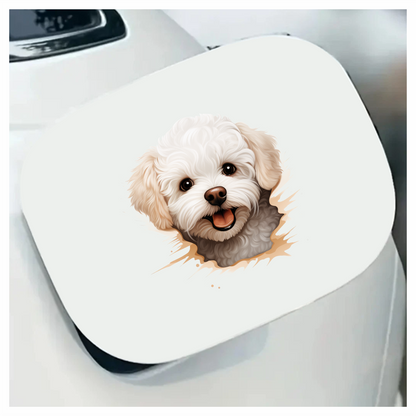 White Fluffy Dog Bichon Frise Happy Vinyl Sticker Decal