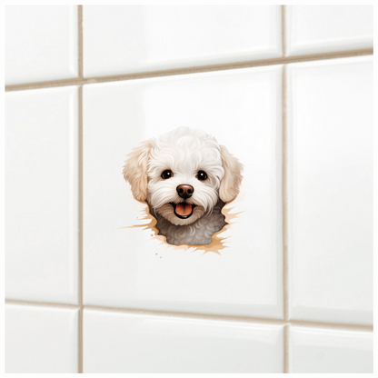White Fluffy Dog Bichon Frise Happy Vinyl Sticker Decal