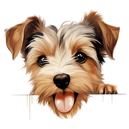 Brown White Dog Yorkshire Terrier Tongue Vinyl Sticker Decal
