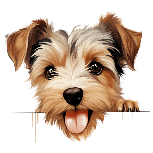 Brown White Dog Yorkshire Terrier Tongue Vinyl Sticker Decal