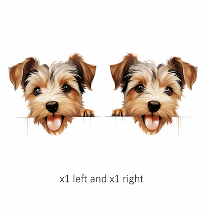 Brown White Dog Yorkshire Terrier Tongue Vinyl Sticker Decal
