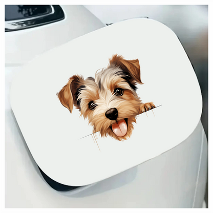 Brown White Dog Yorkshire Terrier Tongue Vinyl Sticker Decal