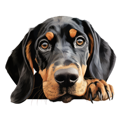 Black Brown Dog Hound Sad Vinyl Sticker Deca