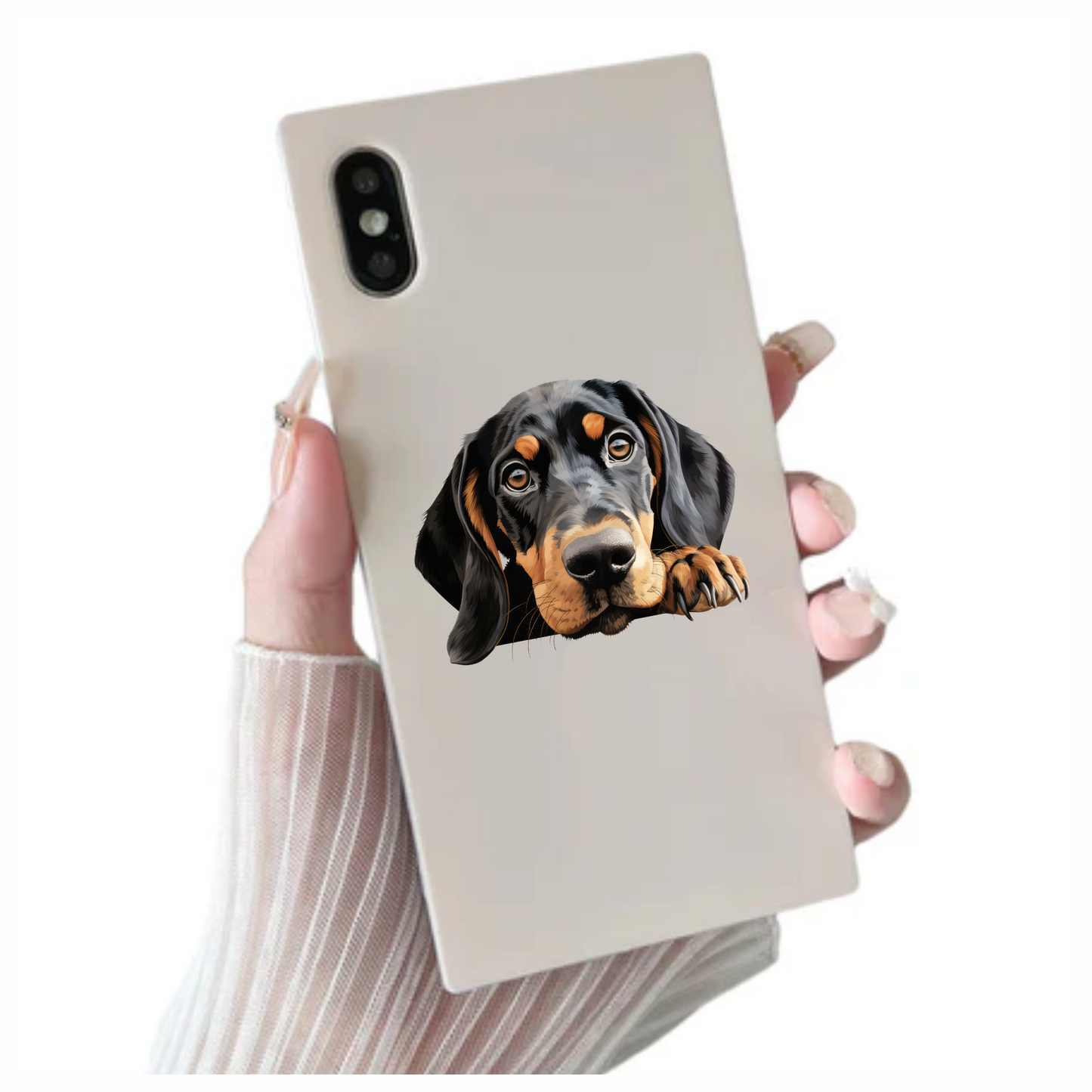 Black Brown Dog Hound Sad Vinyl Sticker Deca