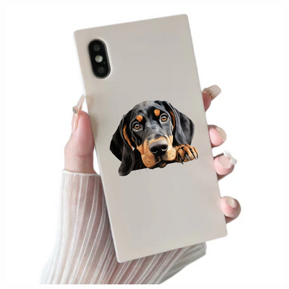 Black Brown Dog Hound Sad Vinyl Sticker Deca