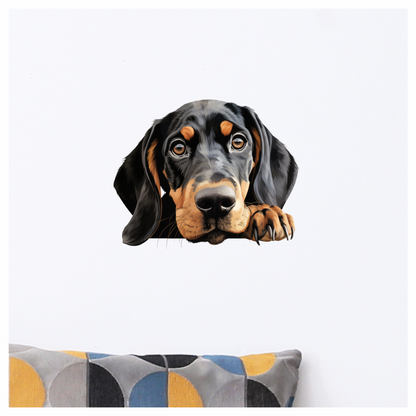 Black Brown Dog Hound Sad Vinyl Sticker Deca