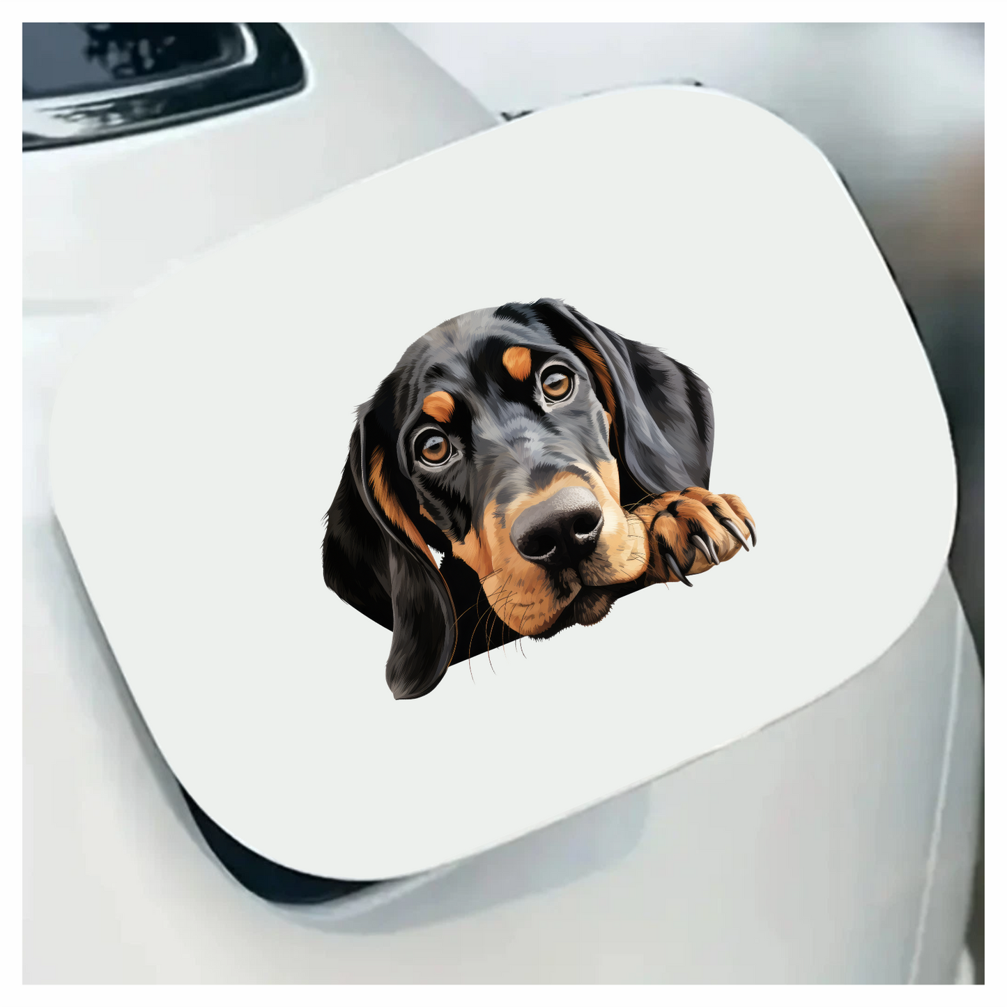 Black Brown Dog Hound Sad Vinyl Sticker Deca