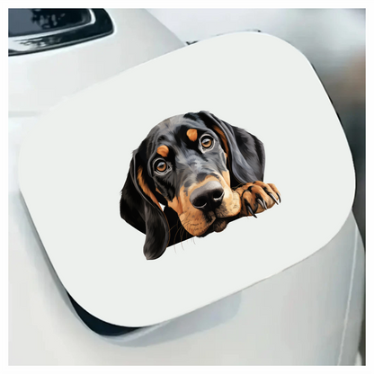 Black Brown Dog Hound Sad Vinyl Sticker Deca