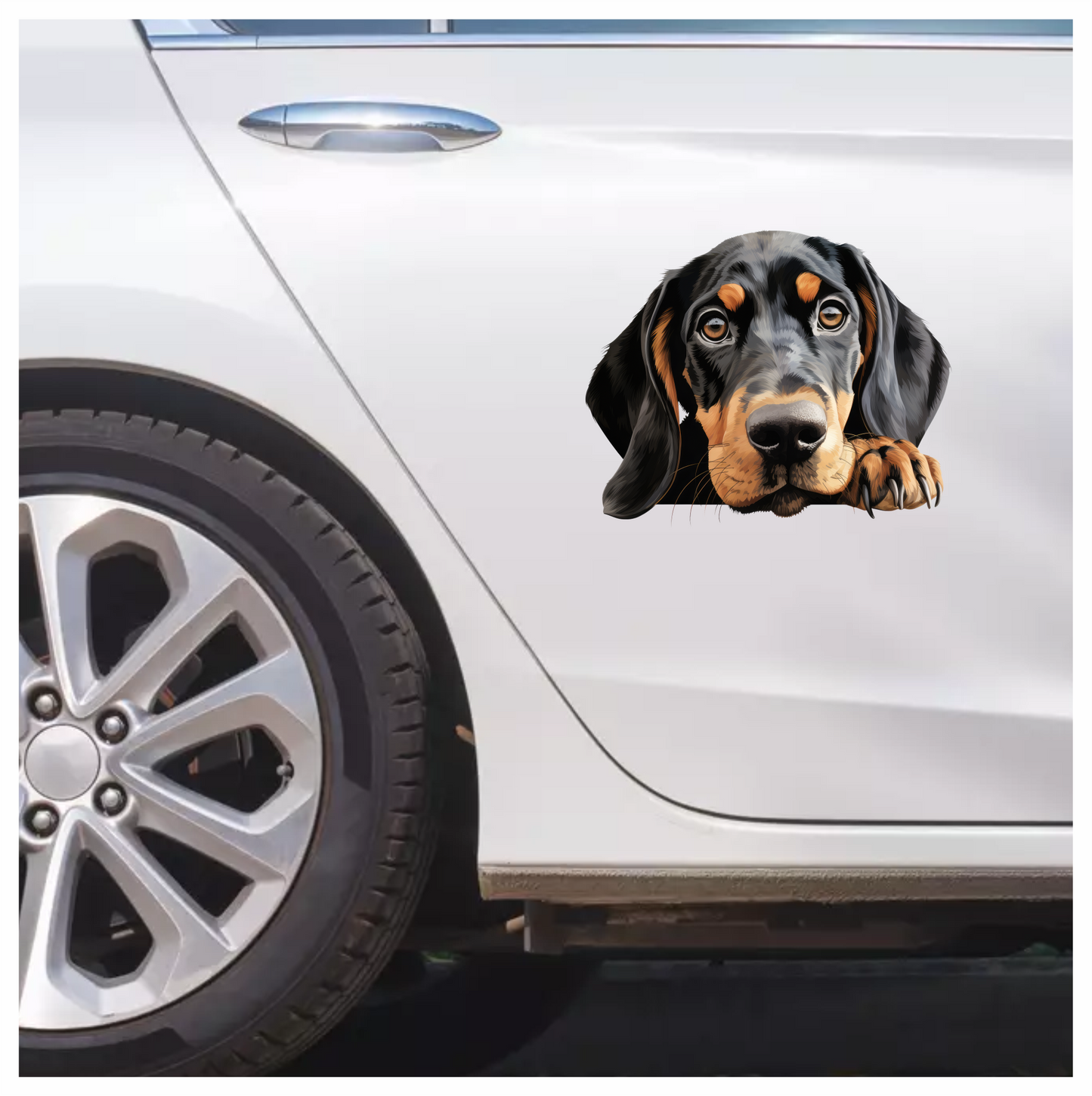 Black Brown Dog Hound Sad Vinyl Sticker Deca