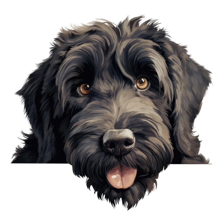 Black Dog Fluffy Labradoodle Tongue Vinyl Sticker Decal