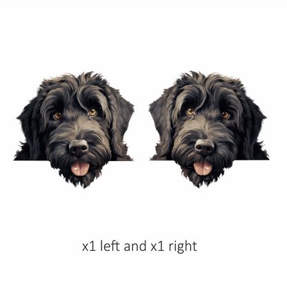 Black Dog Fluffy Labradoodle Tongue Vinyl Sticker Decal