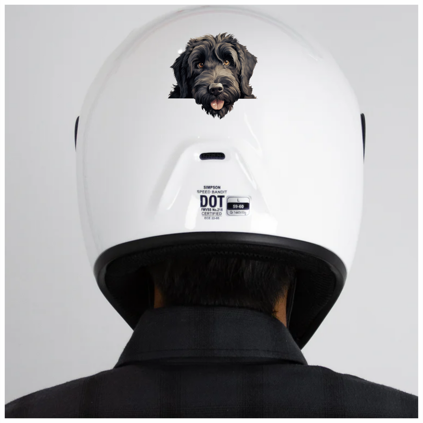 Black Dog Fluffy Labradoodle Tongue Vinyl Sticker Decal