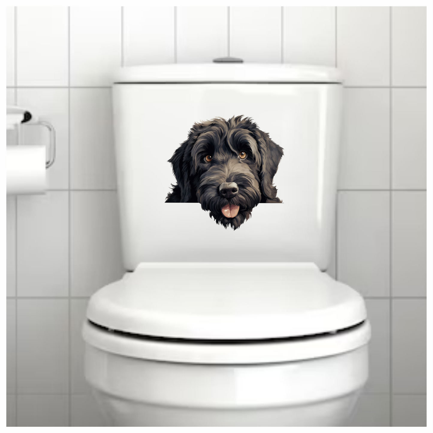 Black Dog Fluffy Labradoodle Tongue Vinyl Sticker Decal