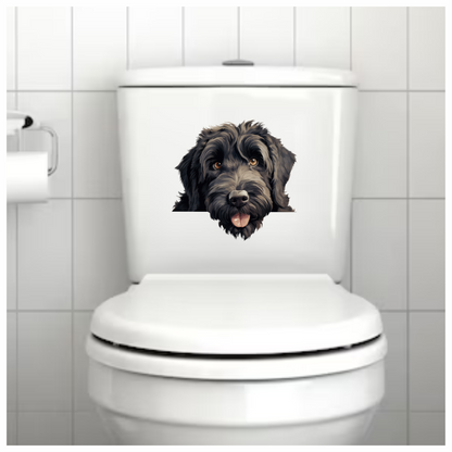 Black Dog Fluffy Labradoodle Tongue Vinyl Sticker Decal