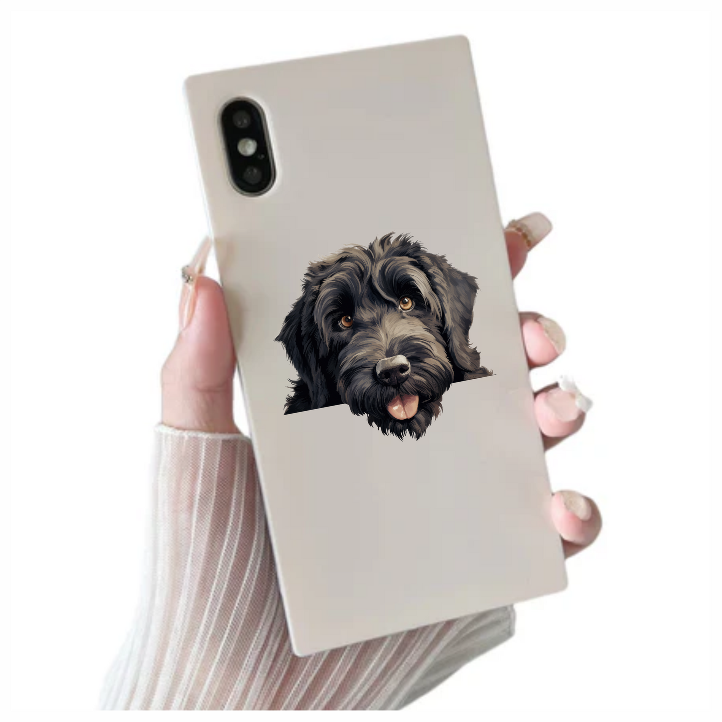 Black Dog Fluffy Labradoodle Tongue Vinyl Sticker Decal