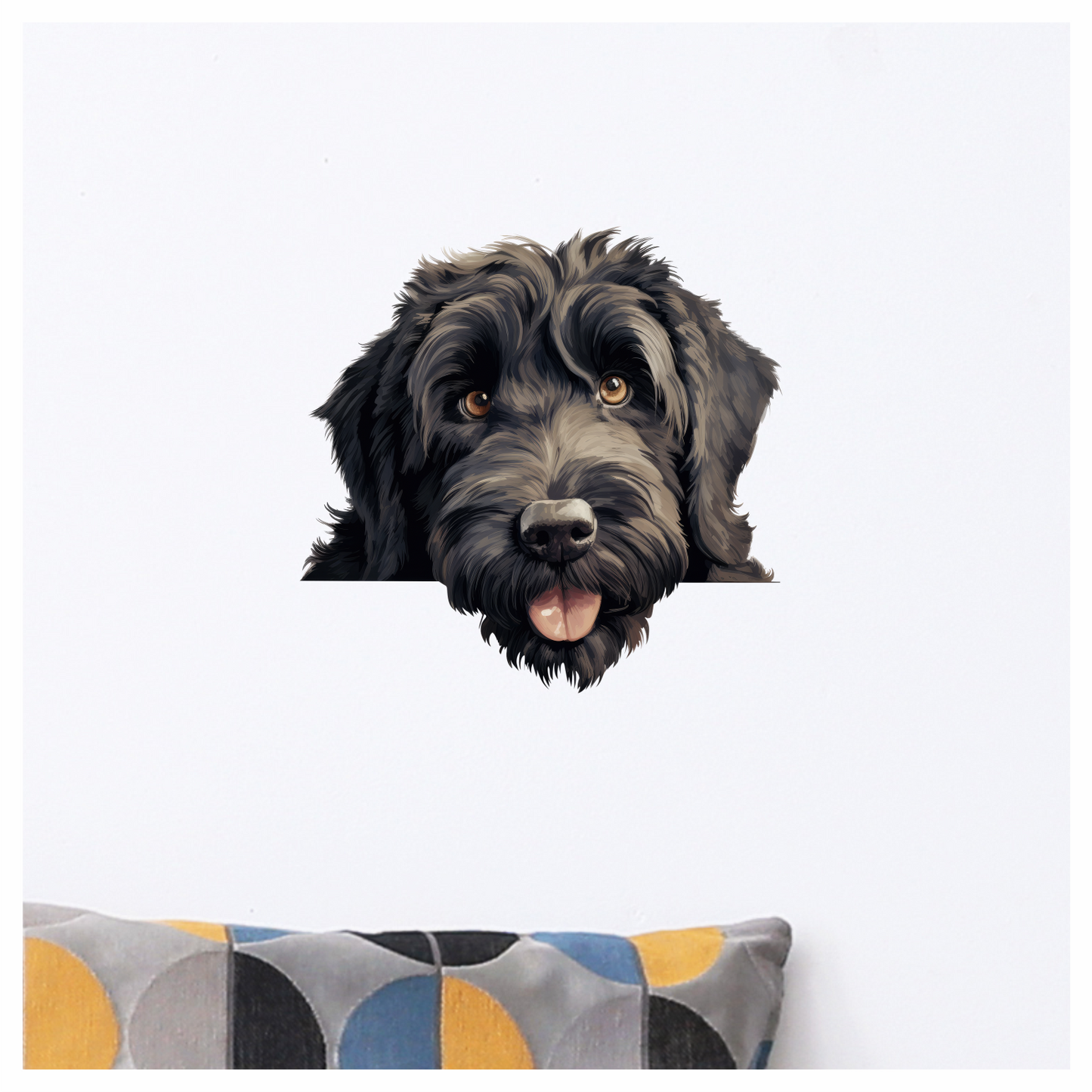 Black Dog Fluffy Labradoodle Tongue Vinyl Sticker Decal
