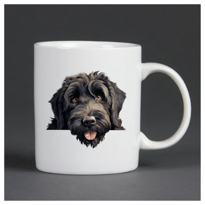 Black Dog Fluffy Labradoodle Tongue Vinyl Sticker Decal