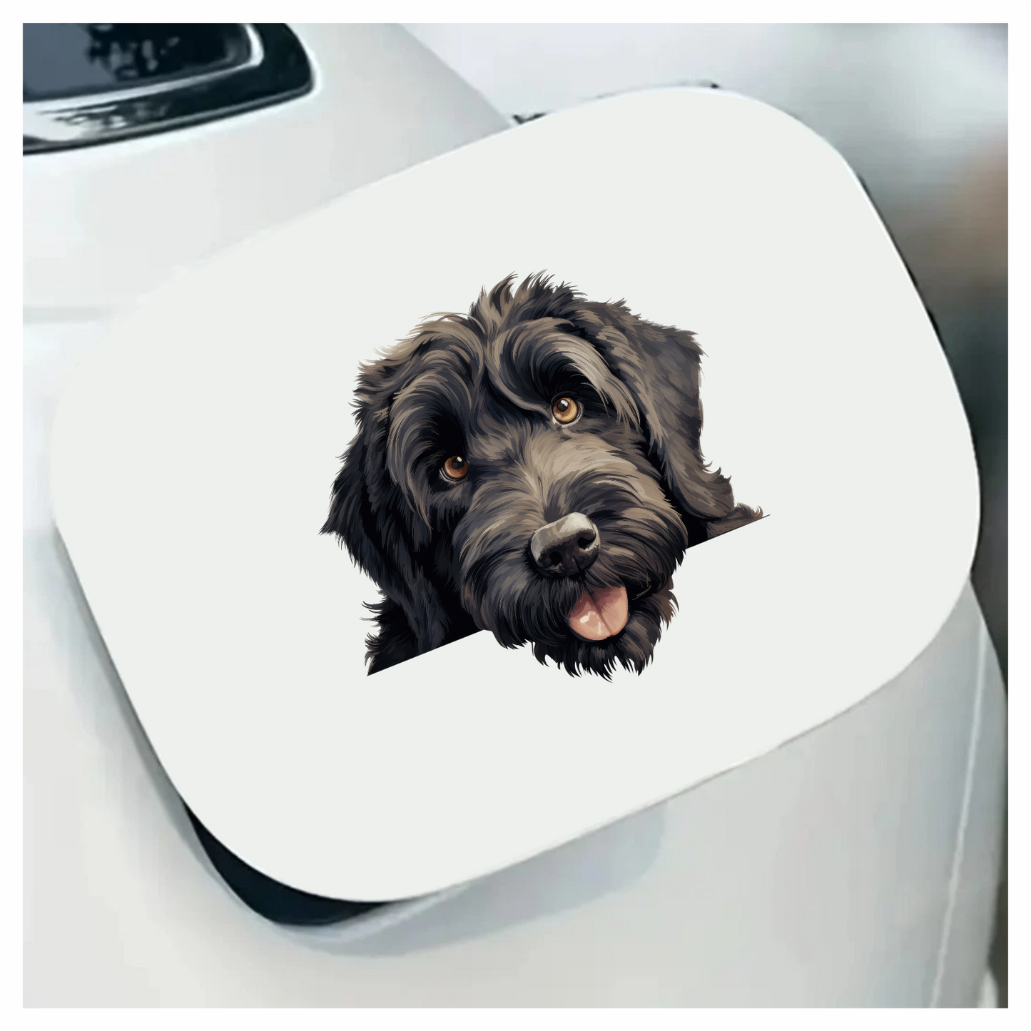 Black Dog Fluffy Labradoodle Tongue Vinyl Sticker Decal