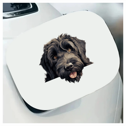 Black Dog Fluffy Labradoodle Tongue Vinyl Sticker Decal
