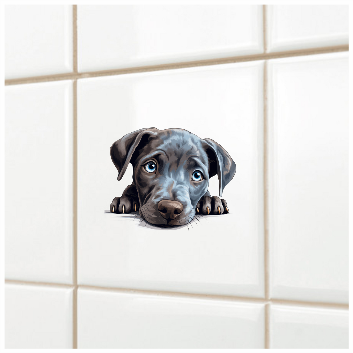 Blue Dog Puppy Cute Face Vinyl Sticker Decal