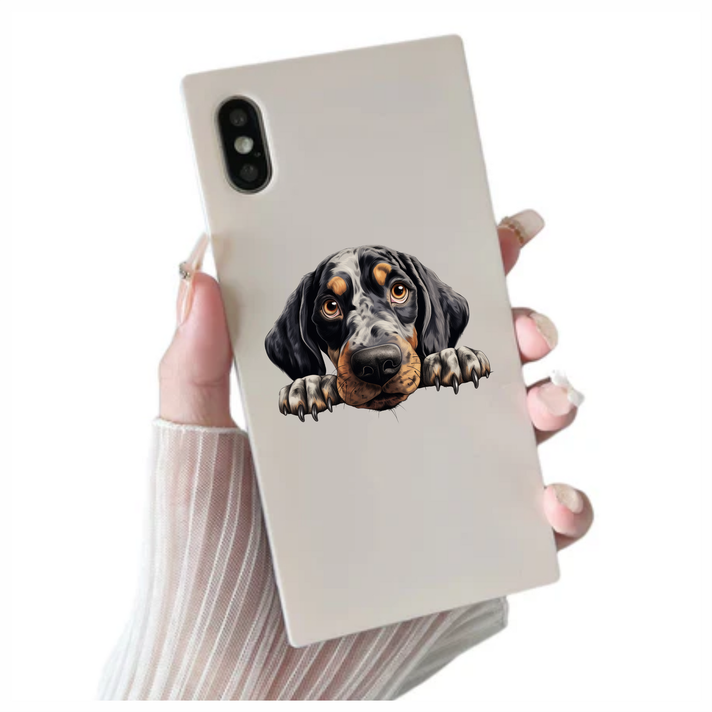 Black White Dog Hound Sad Vinyl Sticker Decal