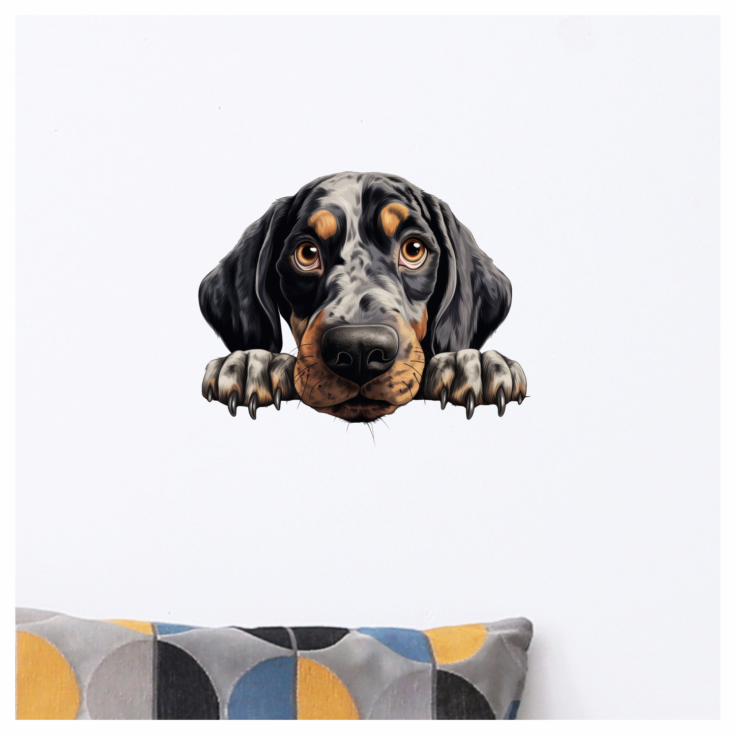 Black White Dog Hound Sad Vinyl Sticker Decal