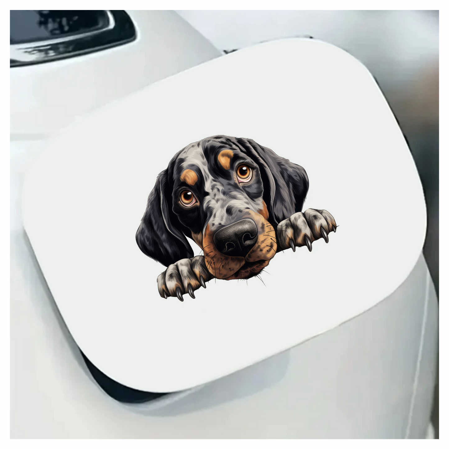 Black White Dog Hound Sad Vinyl Sticker Decal