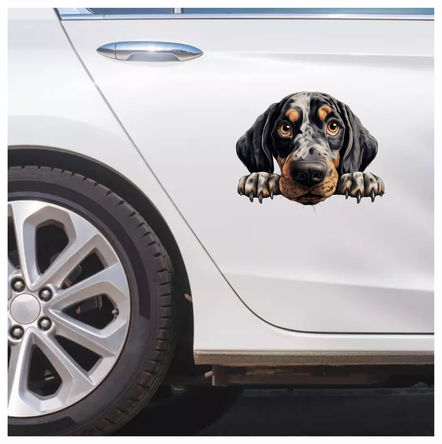 Black White Dog Hound Sad Vinyl Sticker Decal