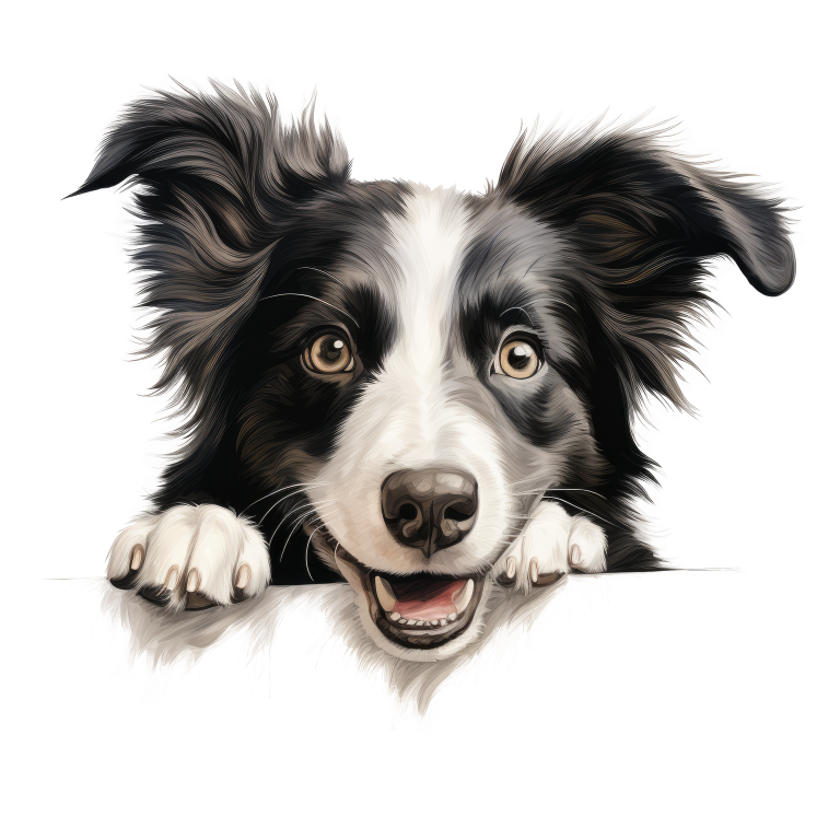 Black White Dog Border Collie Vinyl Sticker Decal