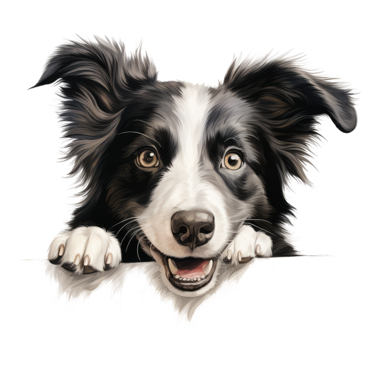 Black White Dog Border Collie Vinyl Sticker Decal