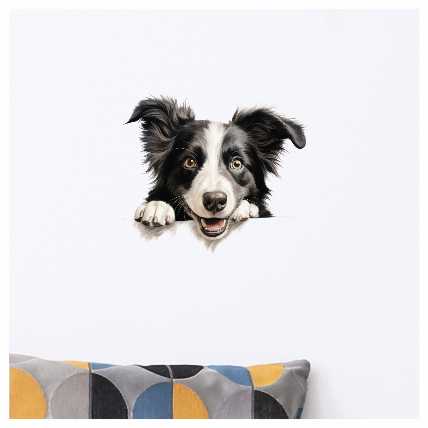 Black White Dog Border Collie Vinyl Sticker Decal