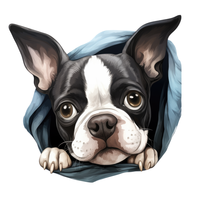Black White Boston Terrier Blanket Vinyl Sticker Decal