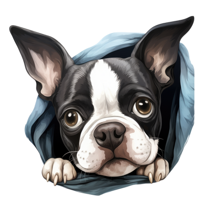Black White Boston Terrier Blanket Vinyl Sticker Decal