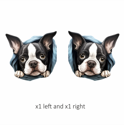 Black White Boston Terrier Blanket Vinyl Sticker Decal
