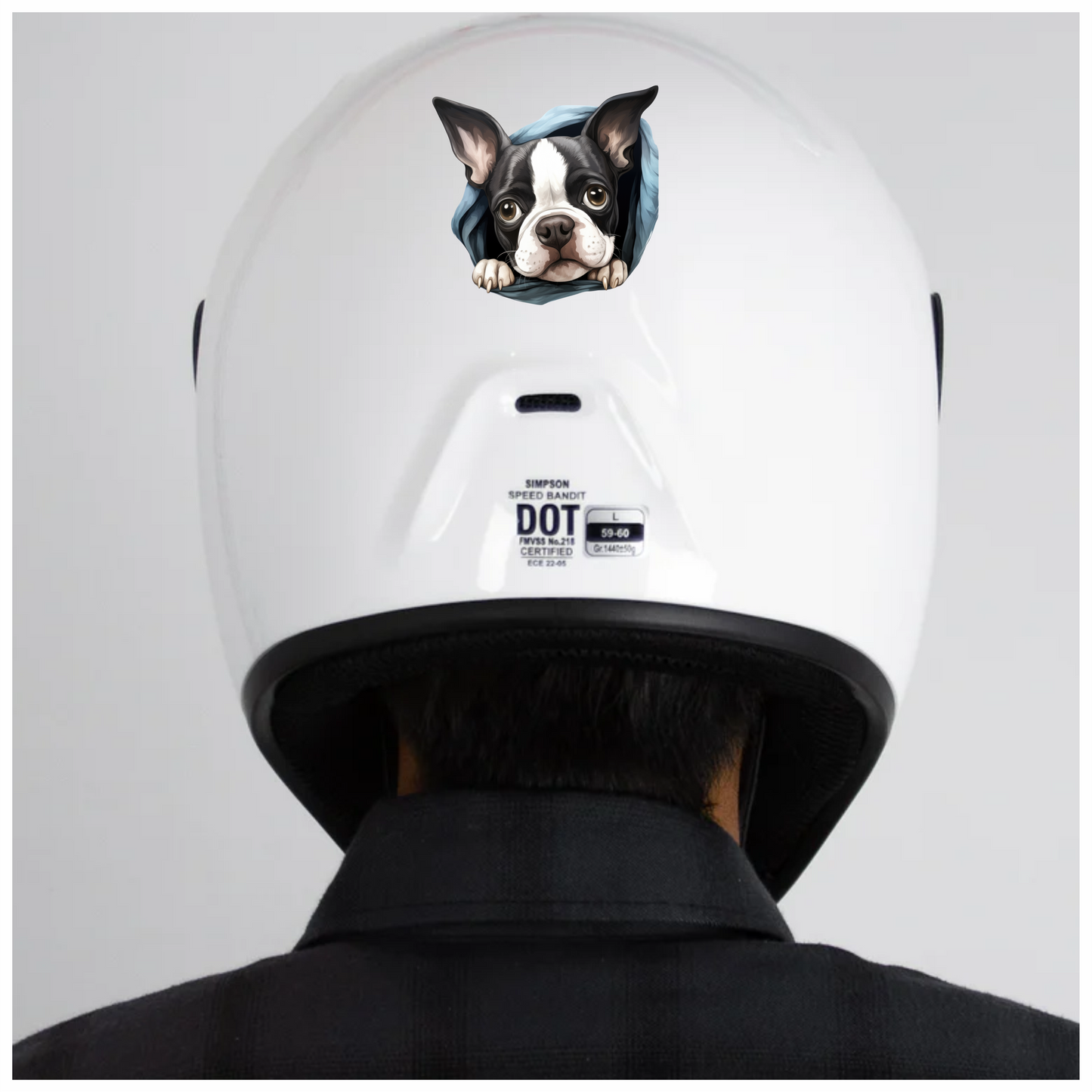 Black White Boston Terrier Blanket Vinyl Sticker Decal