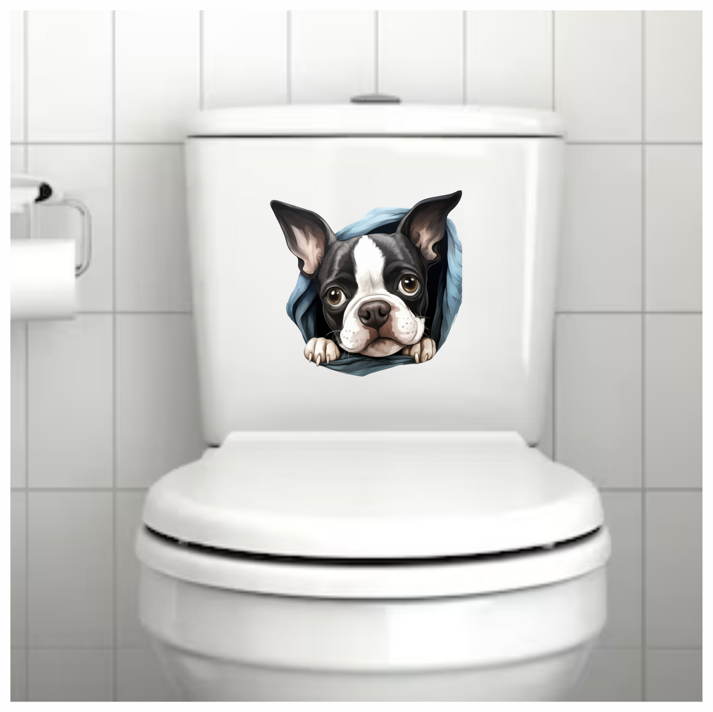 Black White Boston Terrier Blanket Vinyl Sticker Decal