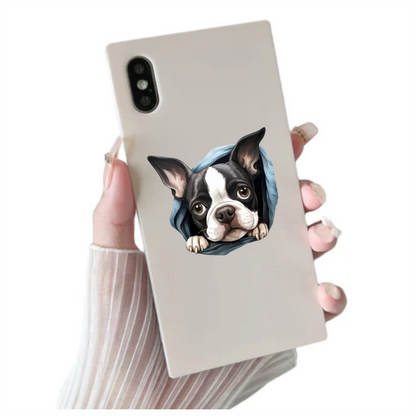 Black White Boston Terrier Blanket Vinyl Sticker Decal