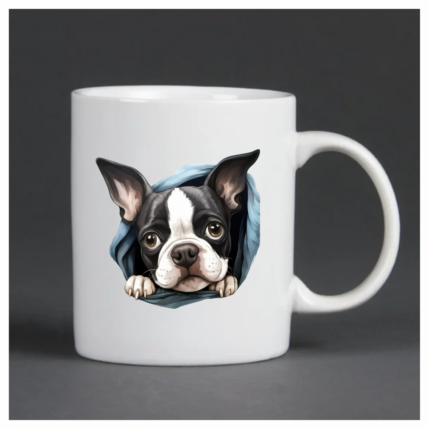 Black White Boston Terrier Blanket Vinyl Sticker Decal