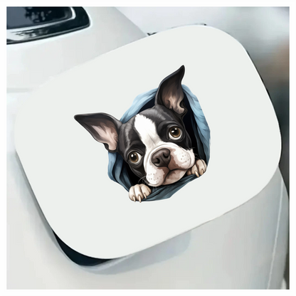 Black White Boston Terrier Blanket Vinyl Sticker Decal