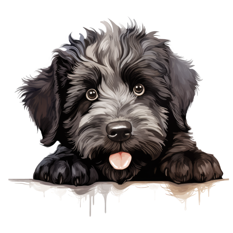 Black White Dog Puppy Fluffy Vinyl Sticker Decal