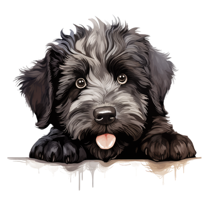 Black White Dog Puppy Fluffy Vinyl Sticker Decal