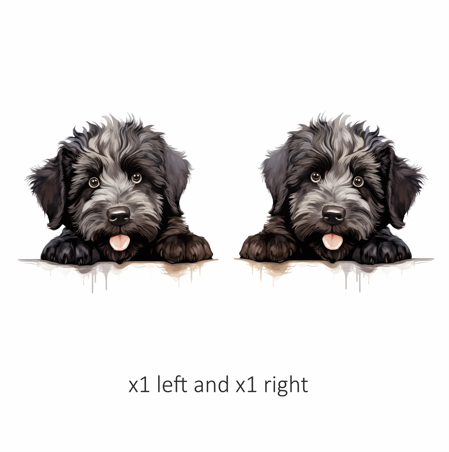 Black White Dog Puppy Fluffy Vinyl Sticker Decal