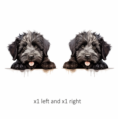 Black White Dog Puppy Fluffy Vinyl Sticker Decal