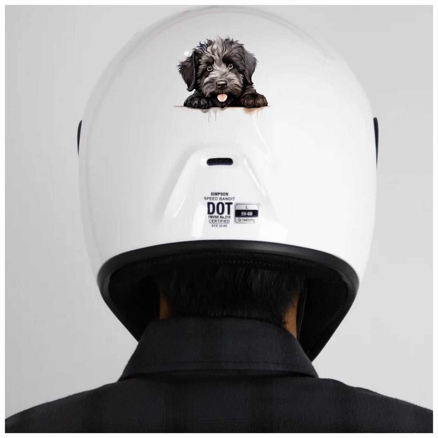 Black White Dog Puppy Fluffy Vinyl Sticker Decal