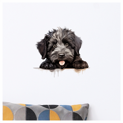 Black White Dog Puppy Fluffy Vinyl Sticker Decal